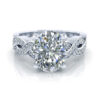 Oval Moissanite Engagement Ring with Braided Ring Shank #GTJ3956-oval-fo-w Oval engagement ring with infinity style braided and pavé set ring shank in white gold and platinum.