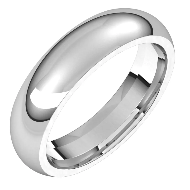 14K White 5 mm Half Round Comfort Fit Band Size 9 | Gerry The Jeweler 14K White 5 mm Half Round Comfort Fit Band Size 9