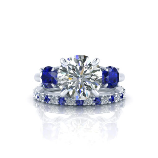 18k White Gold Sapphire and Diamond Band #GTJ3734-dswb-18w