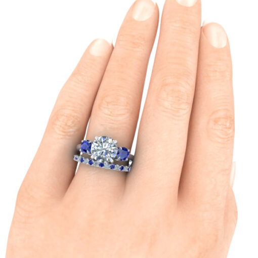 18k White Gold Sapphire and Diamond Band #GTJ3734-dswb-18w - Image 4