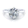Tulip 6 Prong Solitaire Round Cut Engagement Ring #GTJ3958-round-fo-14w Image of 6 prong solitaire tulip style engagement ring in white gold and platinum