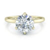 Tulip solitaire ring set in 14k yellow gold #GTJ3958-round-14y Image of round cut tulip style solitaire engagement ring in yellow gold.