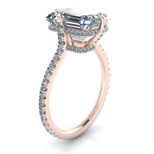Emerald Cut Hidden Halo Moissanite Ring #GTJ3886-emerald-fo-14kr - Image 3