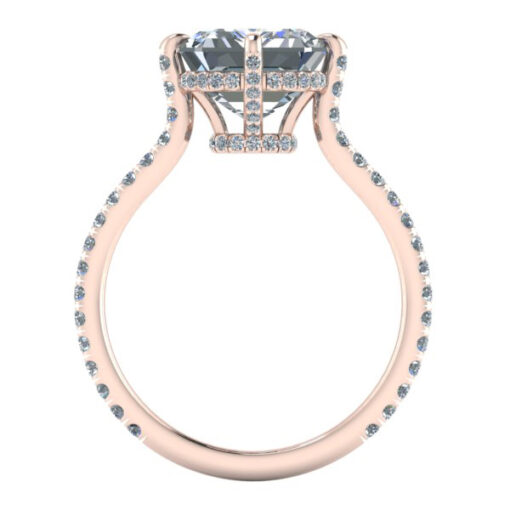 Emerald Cut Hidden Halo Moissanite Ring #GTJ3886-emerald-fo-14kr - Image 2