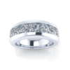 2 Carat Mens Channel Set Wedding Band in White Gold - Platinum - Style GTJ-MB-1015-w-1a Mans 2 carat channel set wedding band with 7 diamonds in white gold and platinum on a white reflective surface.