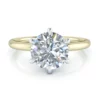 Round Solitaire in White and Yellow Gold - Style #GTJ3962-round-yw-7mm-1 Round cut yellow gold solitaire with white gold 6 prong head.