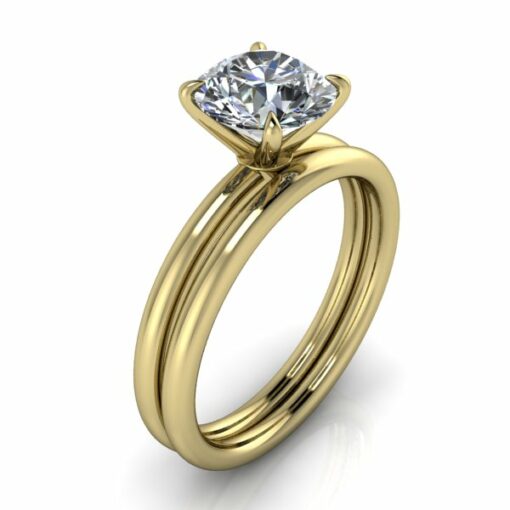 Bridal Set - Round Solitaire and Matching Band #GTJ3963-round-pwb-set-14ky - Image 2
