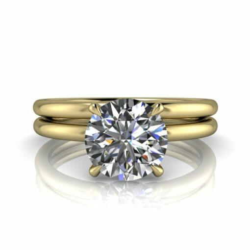Bridal Set - Round Solitaire and Matching Band #GTJ3963-round-pwb-set-14ky