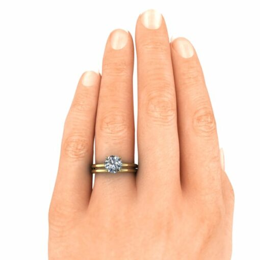 Bridal Set - Round Solitaire and Matching Band #GTJ3963-round-pwb-set-14ky - Image 3