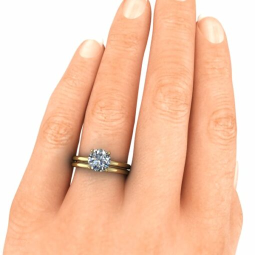 Bridal Set - Round Solitaire and Matching Band #GTJ3963-round-pwb-set-14ky - Image 4
