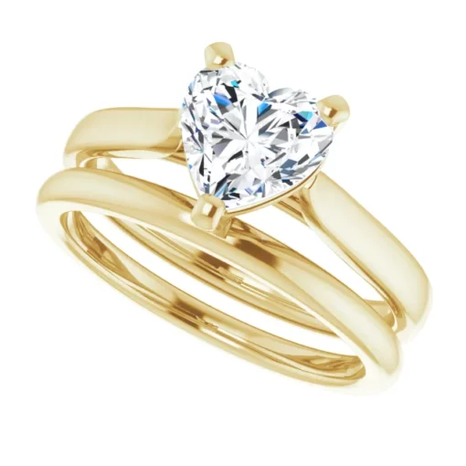 Bridal Set - Heart Solitaire and Matching Band #GTJ937-heart-pwb-set-14ky - Image 4