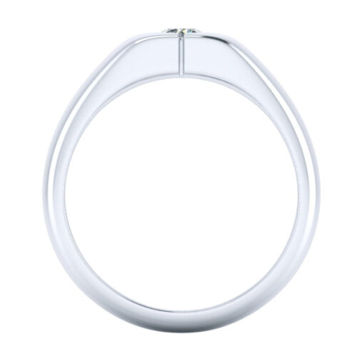 Man's Flush Set Moissanite Signet Ring #GTJ-MB-1000-round-fo-w - Image 4