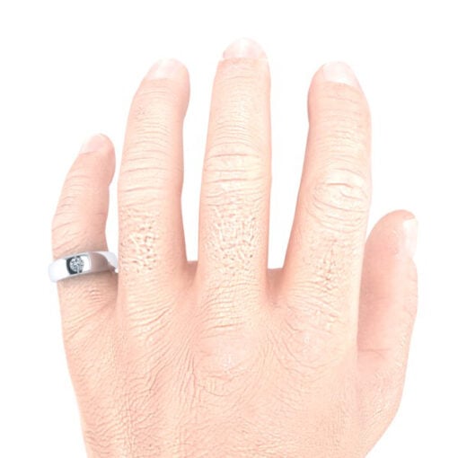 Man's Flush Set Moissanite Signet Ring #GTJ-MB-1000-round-fo-w - Image 5