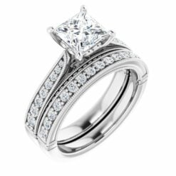 GTJ1049 princess wedding set 6x6mm white gold platinum 6 | Gerry The Jeweler
