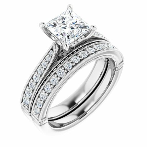 Matching Vintage Wedding Band #GTJ1049-princess-lg-dwb-w - Image 6