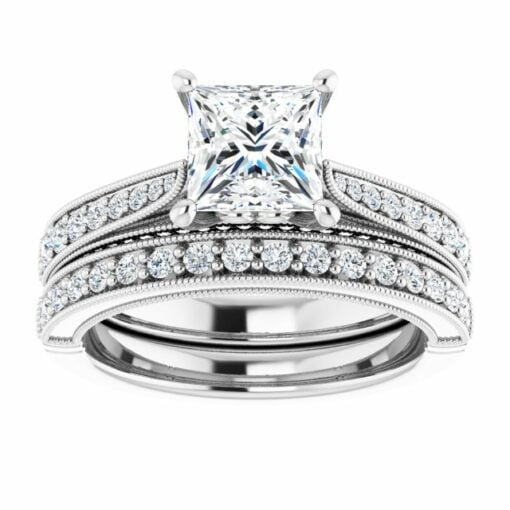 Matching Vintage Wedding Band #GTJ1049-princess-lg-dwb-w - Image 7