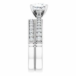 GTJ1049 princess wedding set 6x6mm white gold platinum 9 | Gerry The Jeweler