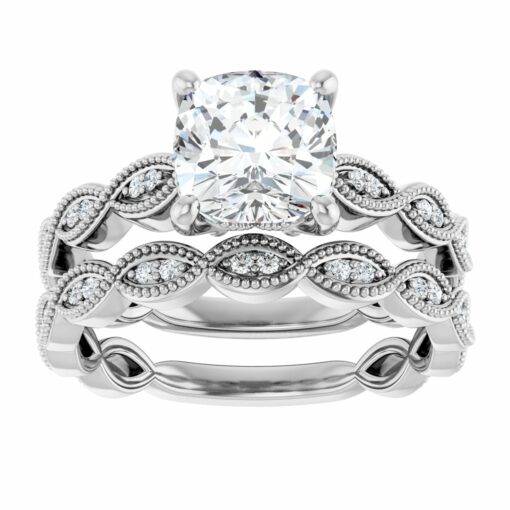 Matching Vintage Wedding Band #GTJ2012-cushion-fo-14kw-lg-dwb - Image 7