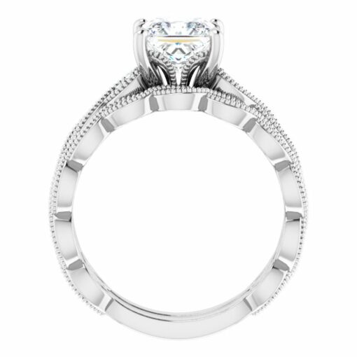 Bridal Set - Vintage Wedding Ring Set #GTJ2012-princess-set-fo-14kw - Image 5