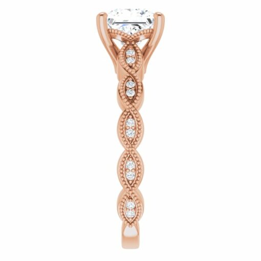 14k Rose Gold Princess Cut Moissanite Vintage Ring #GTJ2012-princess-fo-14kr - Image 4