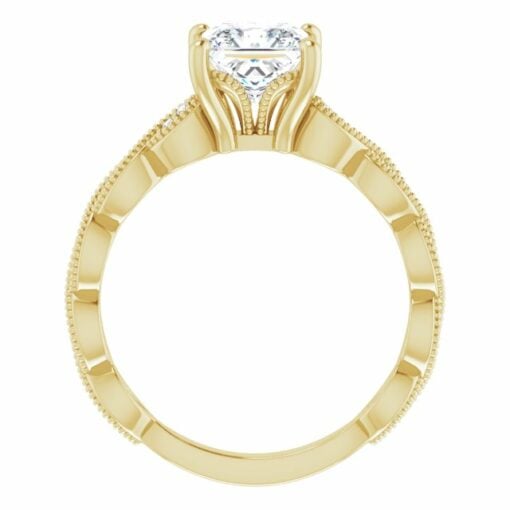 14k Yellow Gold Princess Cut Moissanite Vintage Ring #GTJ2012-princess-fo-14ky - Image 2