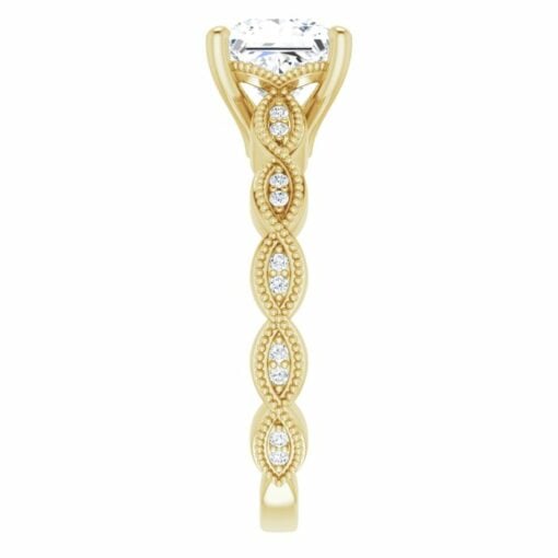 14k Yellow Gold Princess Cut Moissanite Vintage Ring #GTJ2012-princess-fo-14ky - Image 4