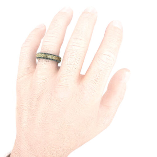 Custom Man's Yellow Gold Wedding Band with Black Diamonds - Style #GTJ-MB-1014-14ky - Image 6