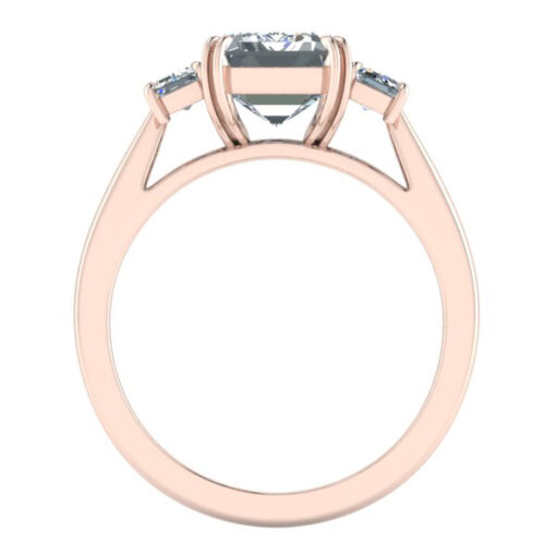 Three Stone Emerald Cut Moissanite Ring #GTJ3947-emerald-fo-14kr - Image 3