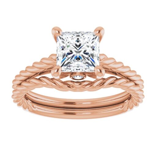 Bridal Set - Princess Cut Solitaire Ring Set #GTJ1134-princess-set-fo-14kr