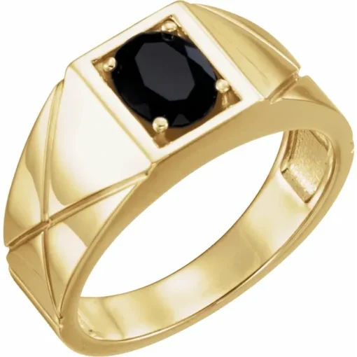 Man's Oval Moissanite Ring in 14k Yellow Gold - Style #9839:102:P