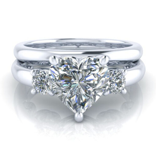 Matching 14k White Gold Wedding Band #GTJ1161-heart-pwb-14kw - Image 3
