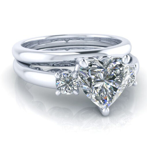 Matching 14k White Gold Wedding Band #GTJ1161-heart-pwb-14kw - Image 4