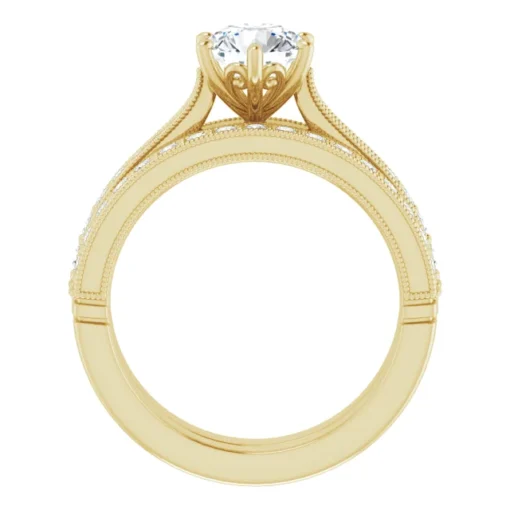 Vintage Round Cut Moissanite Bridal Set #GTJ1049-round-fo-set-14ky - Image 2