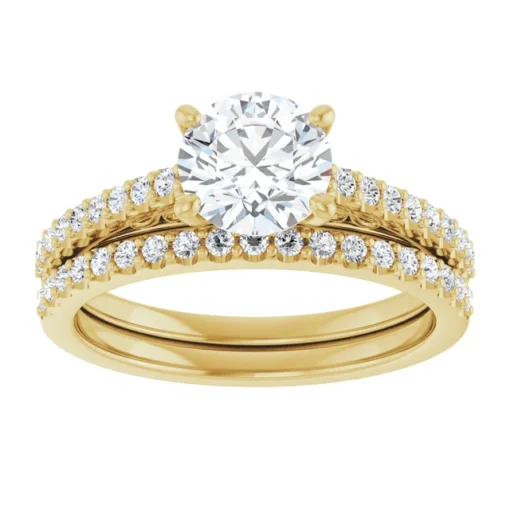 Round Cut Forever One Moissanite Engagement Ring #GTJ1148-round-fo-set-14ky - Image 5