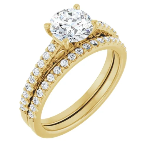Round Cut Forever One Moissanite Engagement Ring #GTJ1148-round-fo-set-14ky