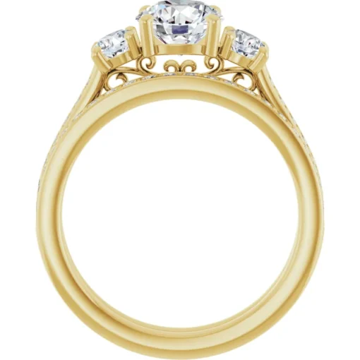 Three Stone Moissanite Bridal Set Design #GTJ1155-round-fo-set-14ky - Image 2