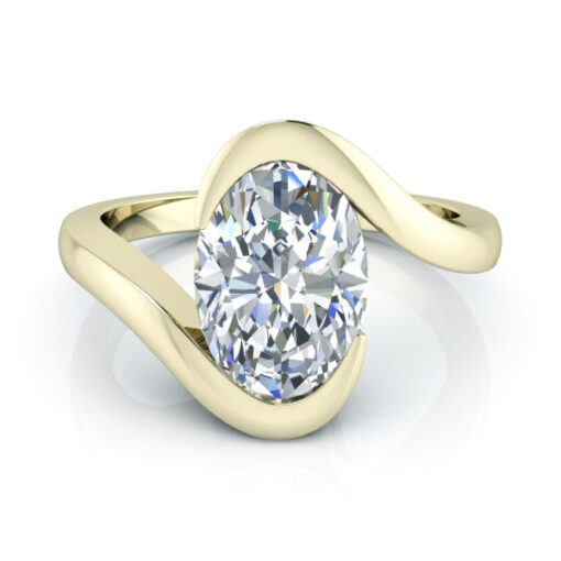 Oval Shaped Semi Bezel Set Ring Setting #GTJ3972-oval-fo-14ky