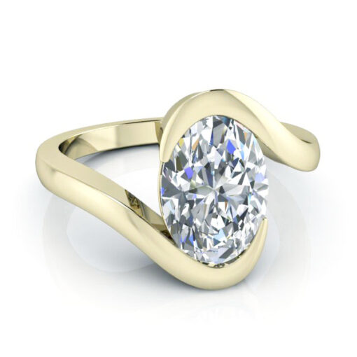 Oval Shaped Semi Bezel Set Ring Setting #GTJ3972-oval-fo-14ky - Image 3