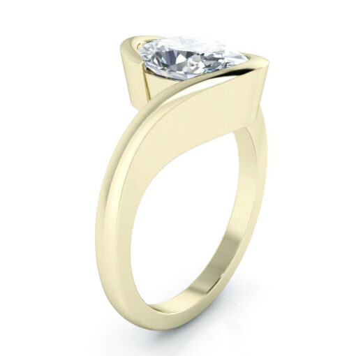 Oval Shaped Semi Bezel Set Ring Setting #GTJ3972-oval-fo-14ky - Image 2