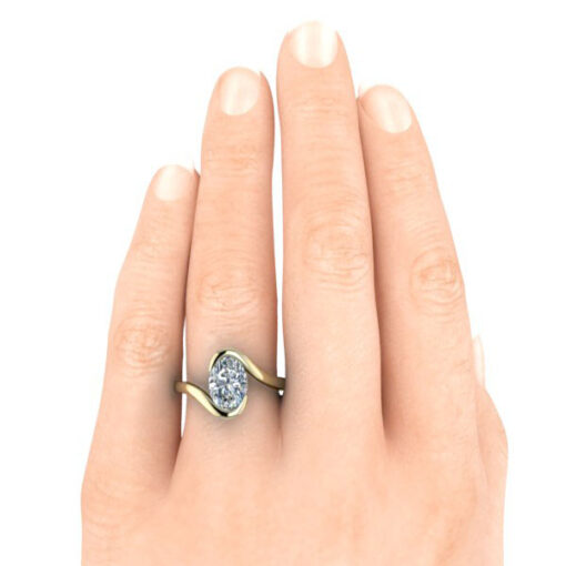 Oval Shaped Semi Bezel Set Ring Setting #GTJ3972-oval-fo-14ky - Image 4