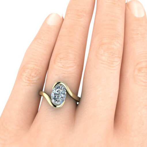 Oval Shaped Semi Bezel Set Ring Setting #GTJ3972-oval-fo-14ky - Image 5