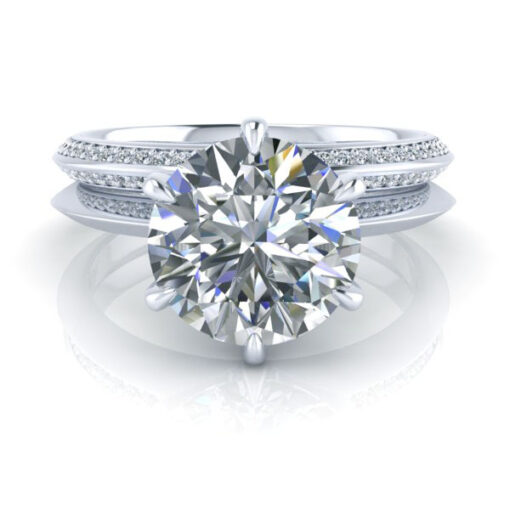 Knife Edge Bridal Set with Diamond Band #GTJ3841-round-fo-dwb-14kw - Image 2