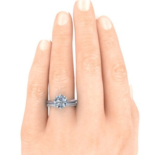 Knife Edge Bridal Set with Diamond Band #GTJ3841-round-fo-dwb-14kw - Image 3