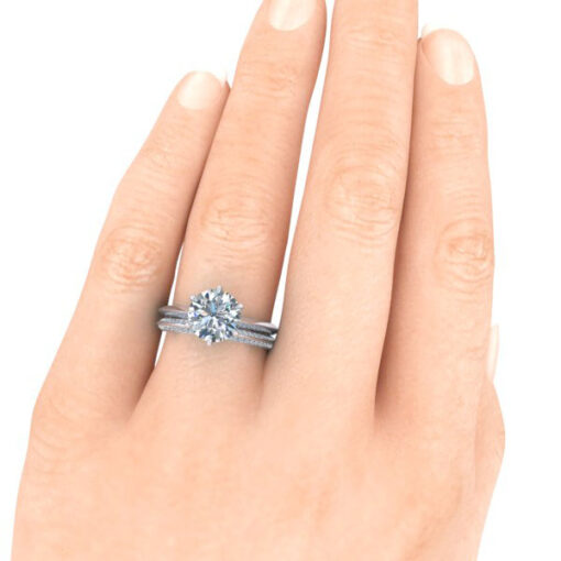 Knife Edge Bridal Set with Diamond Band #GTJ3841-round-fo-dwb-14kw - Image 4