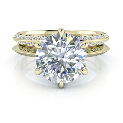 Knife Edge Bridal Set with Diamond Band #GTJ3841-round-fo-dwb-14ky - Image 2