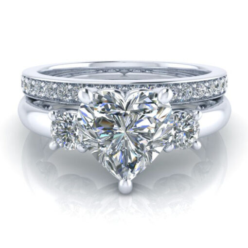 Matching 14k White Diamond Wedding Band #GTJ1161-heart-dwb-14kw - Image 3