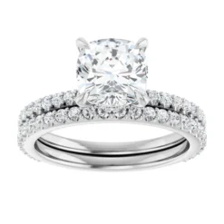 GTJ1383 cushion 7.5mm wedding set w 3 | Gerry The Jeweler