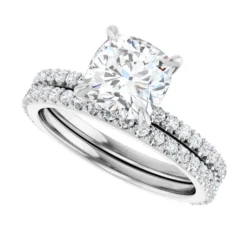 GTJ1383 cushion 7.5mm wedding set w 5 | Gerry The Jeweler