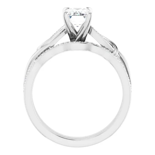 Emerald Cut Moissanite Bridal Set #GTJ1146-emerald-wedding-set-14kw - Image 3
