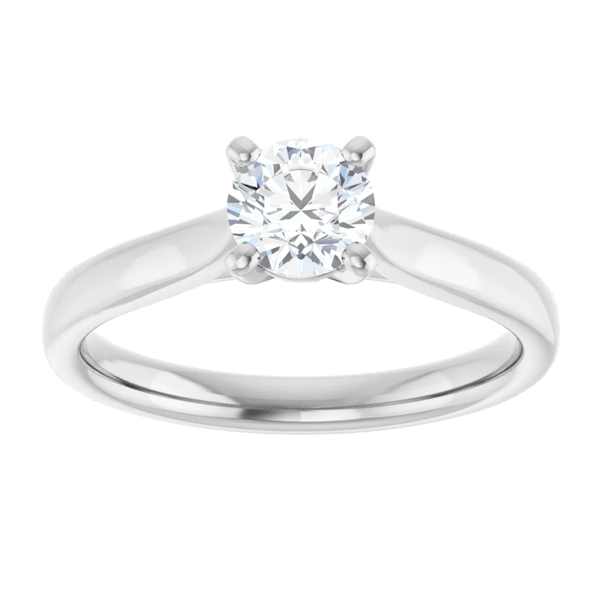 Round 0.5 Carat Moissanite Solitaire Engagement Ring #GTJ937-MOS-RND-050-18W | Gerry The Jeweler Round 0.5 Carat Moissanite Solitaire Engagement Ring #GTJ937-MOS-RND-050-18W
